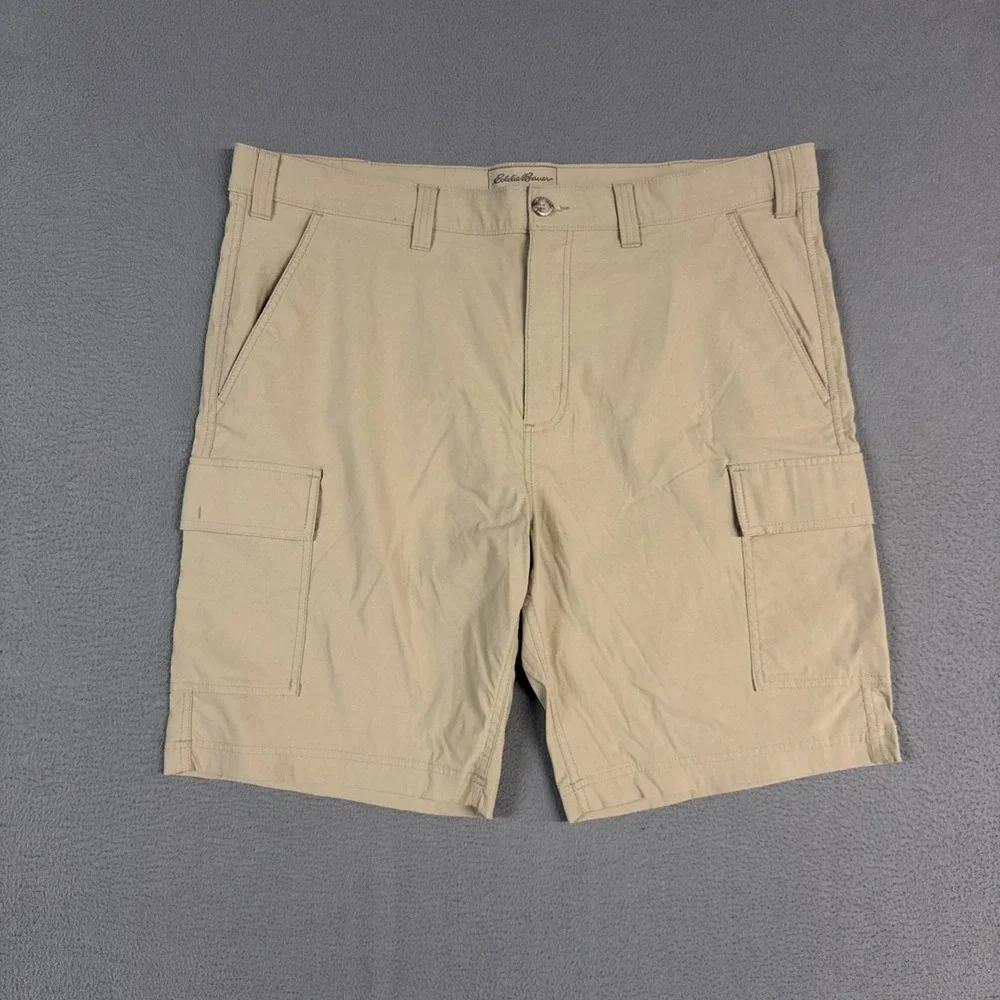 Eddie Bauer Travex Shorts Mens 40 Brown Cargo Stretch Nylon Lightweight Outdoors